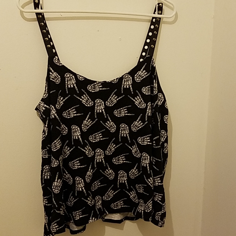 Skeleton metal horns studded tank top